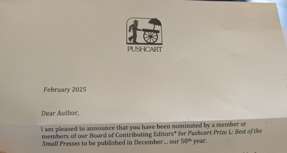 Letter for Pushcart Nomination 