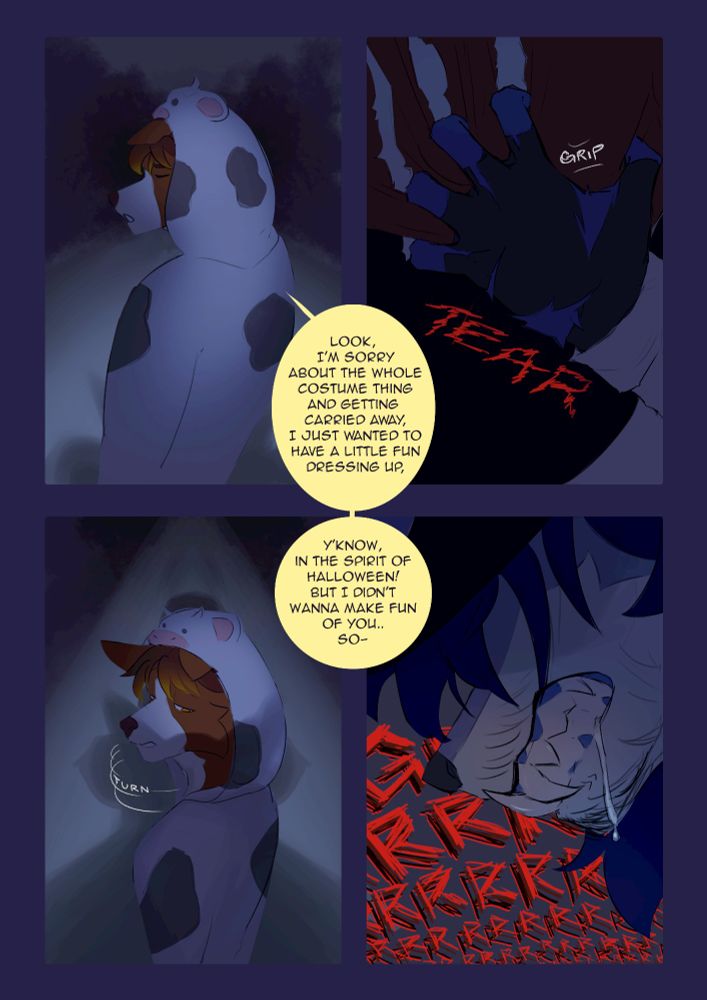 Alex tries to explain himself, slowly turning around. Theo starts to change.