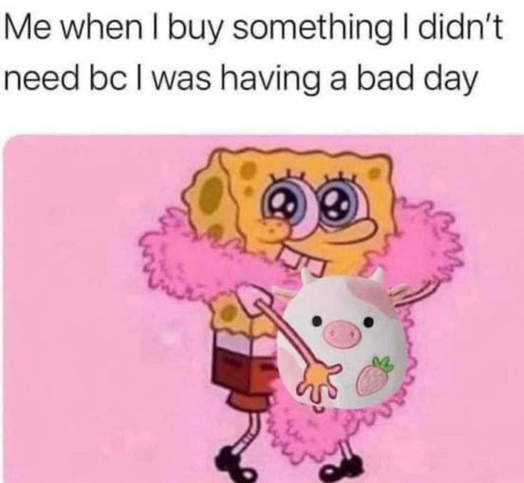 Me when I buy something I didn't need bc I was having a bad day