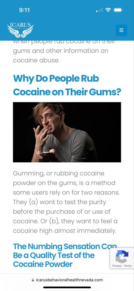 Explaining why drug addicts rubs cocaine on their gums.