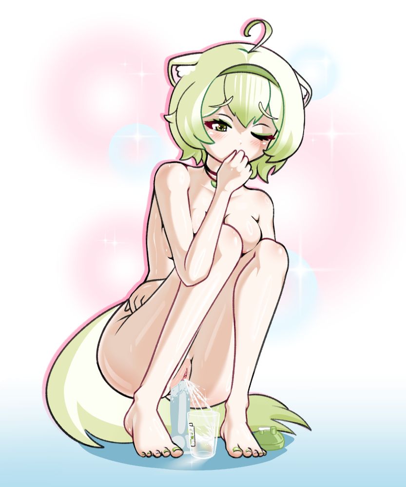 Same as other image although now she has a dildo inside her while she squirts.