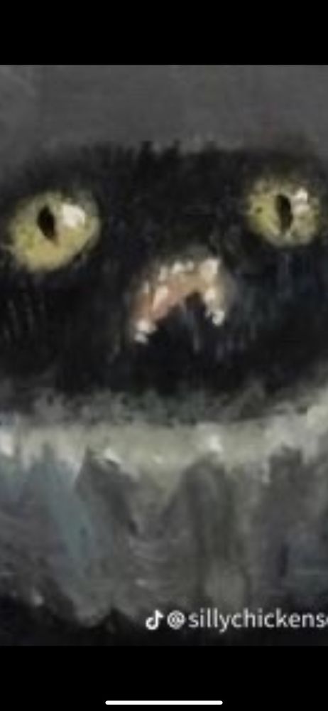 zoom in screenshot of a medieval cat painting