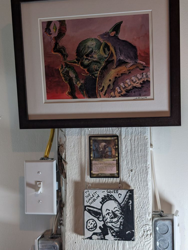 Hobbes art from Aaron Miller eBay cards, oil painted Grenzo Proof, Squee painting by beyond the machina