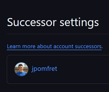 The successor settings in GitHub showing Jpomfret as the successor
