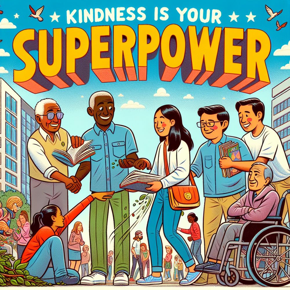 A picture saying kindness is your super power and 