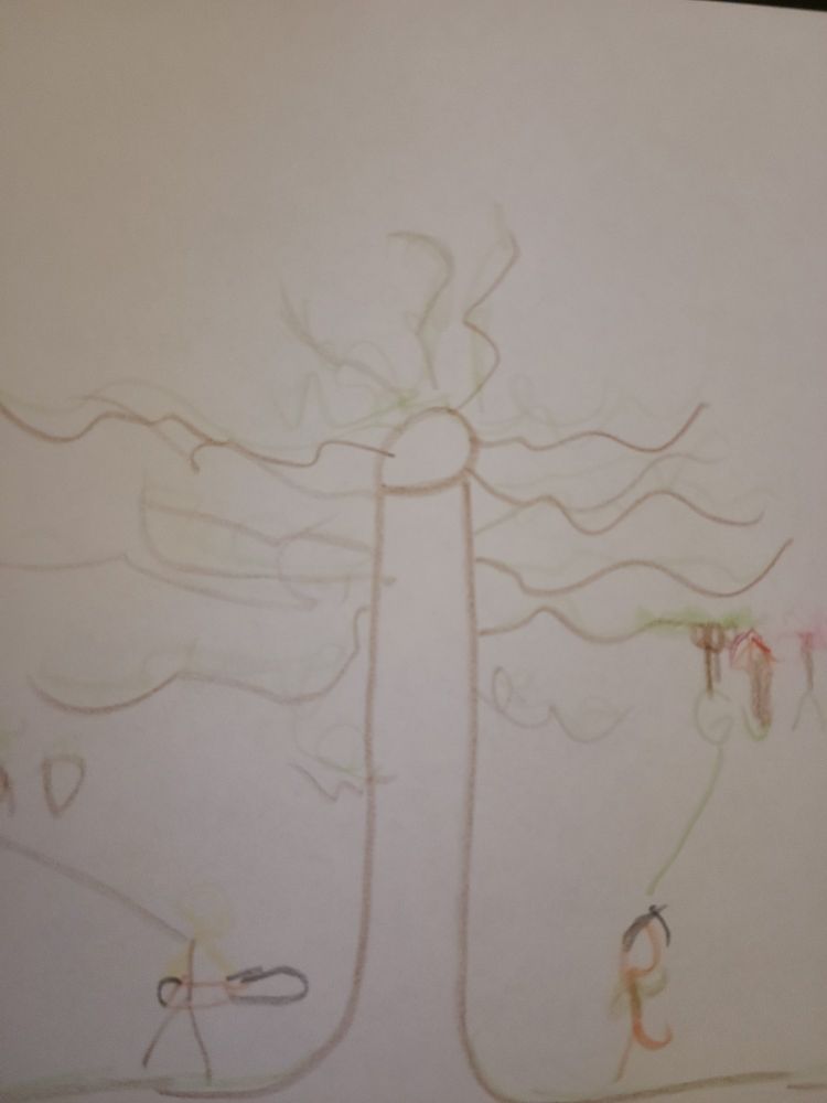 Crayon drawing, potentially of a penis