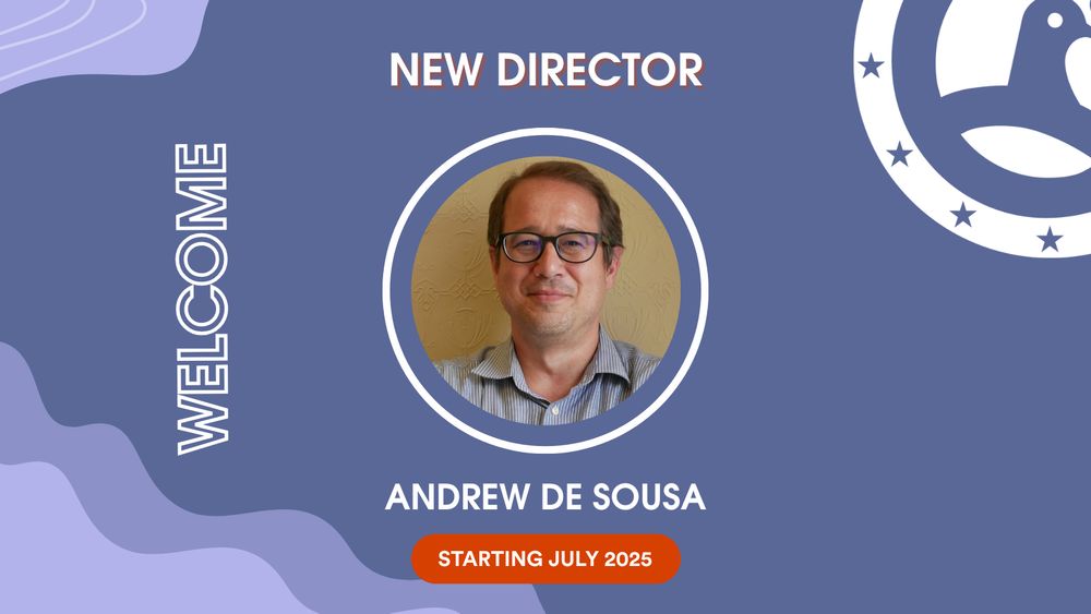A dark blue image featuring a photo of the new QCEA Director, Andrew de Sousa. The image announces: 'New Director Andrew de Sousa, starting July 2025'.


