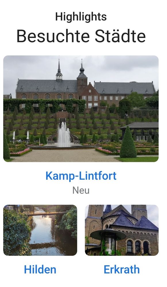 Google zeigt mir an, dass ich in Kamp-Lintfort, Hilden und Erkrath war.