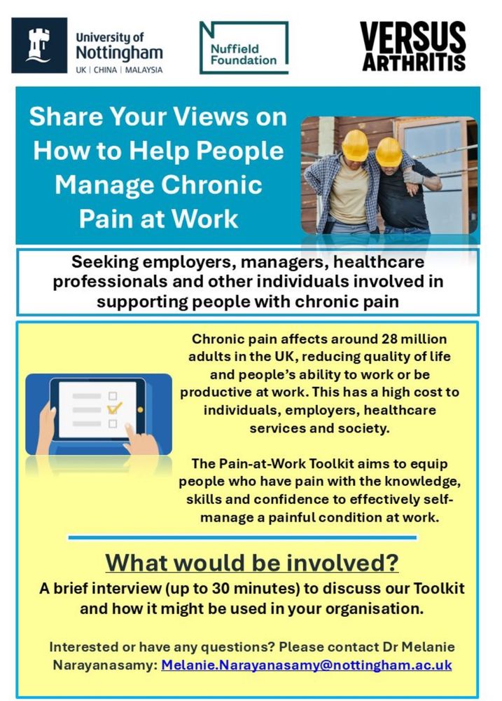 Advert for research into supporting employees with chronic pain