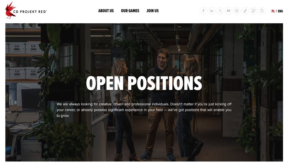 A screenshot showing the main landing page of the job offer website.