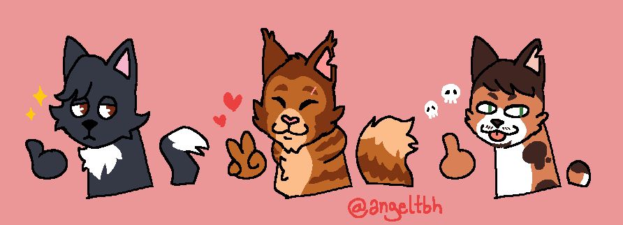 chibi cat versions of characters from the Judgement game series; Yagami giving a thumbs up, Kaito flashing a peace sign, and Kuwana flipping you off!!!