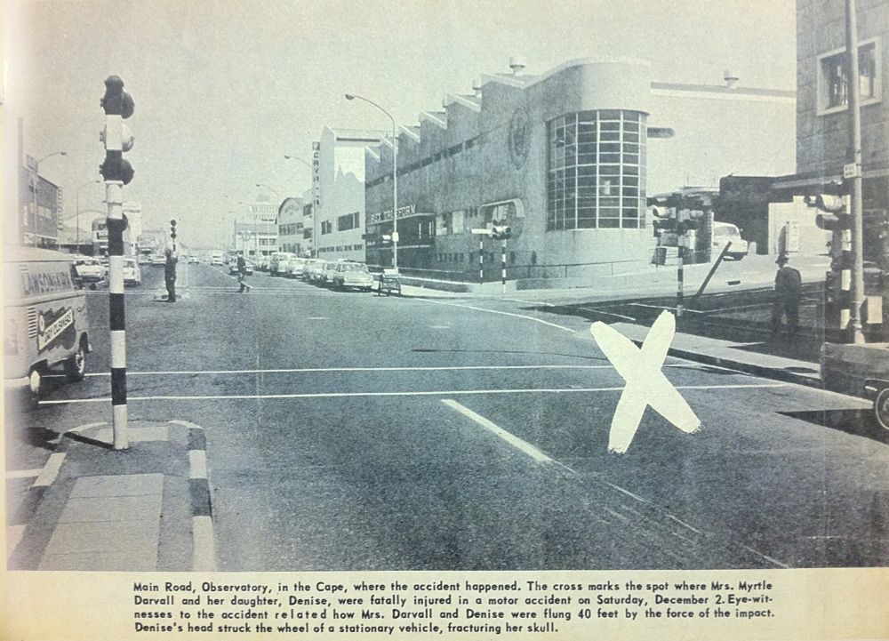 Photograph of the site of the accident where Denise Darvall and her mother were killed