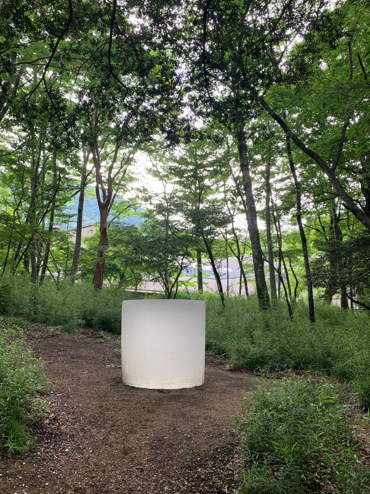 ロニ・ホーン『鳥葬』
森の中に置かれた白い円柱型のアート作品。