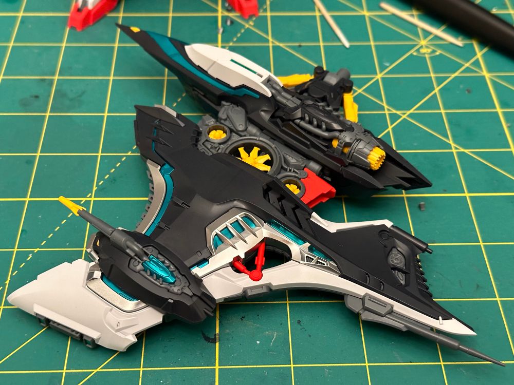 A photo of one 80% complete wing from the In-Era Thunderbolt 2.0 plastic model kit 