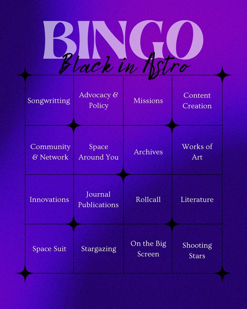 A 4x4 purple bingo card with black grid lines and white text. Each square contains a different word or phrase . There is no free space.