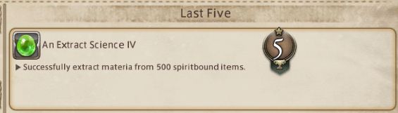 An Extract Science IV 
Successfully extract materia from 500 spiritbound items.