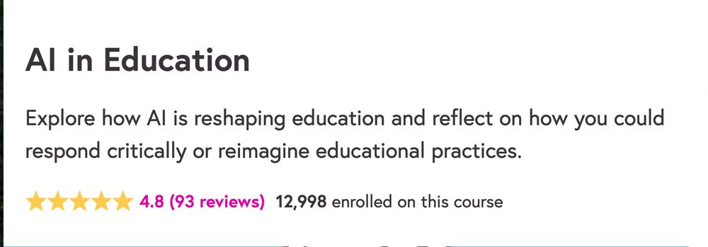 screen snip showing that the AI in Education course currently has 12,998 participants.