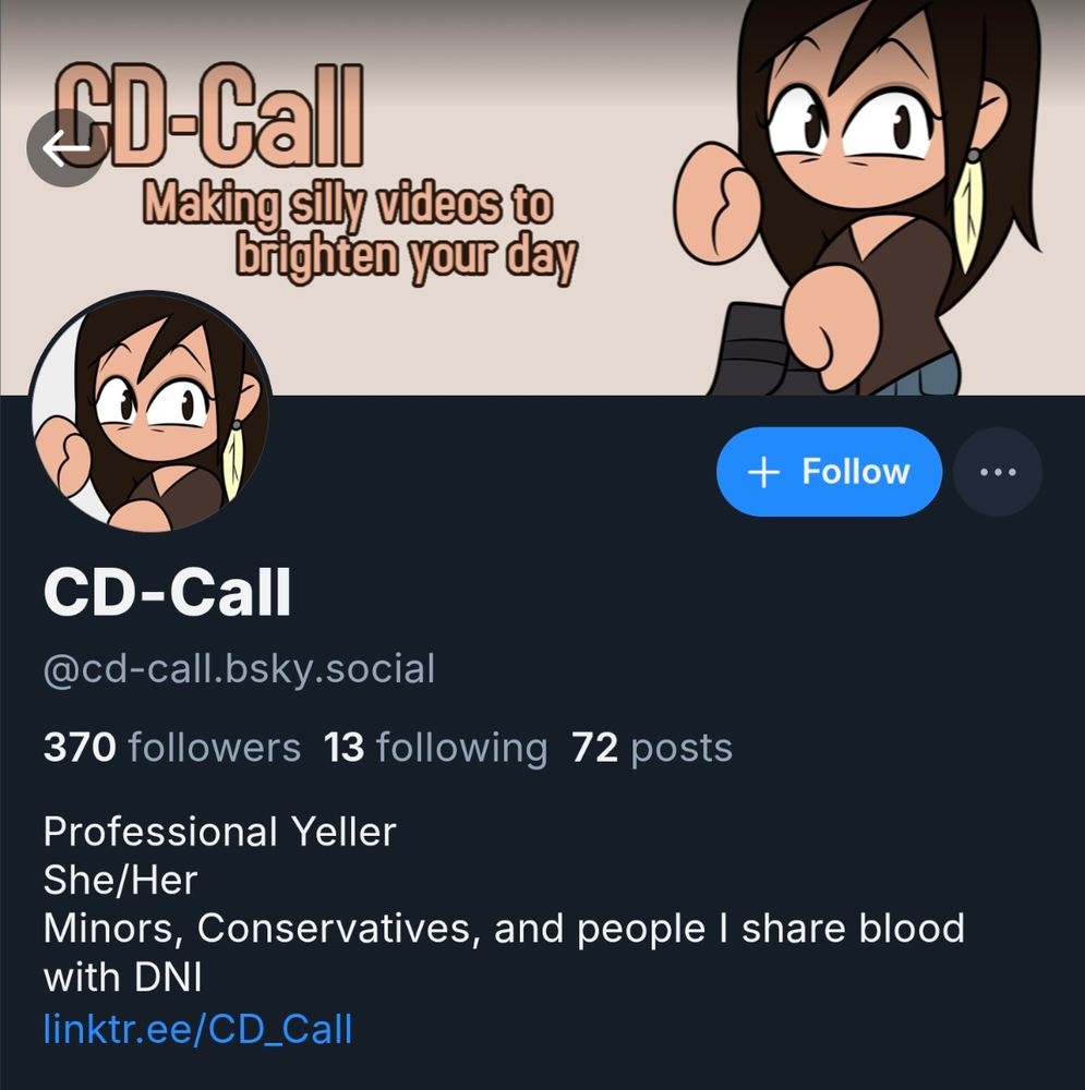 Bluesky profile page for CD-Call, @cd-call.bsky.social. This is Lily Orchard under a pseudonym.