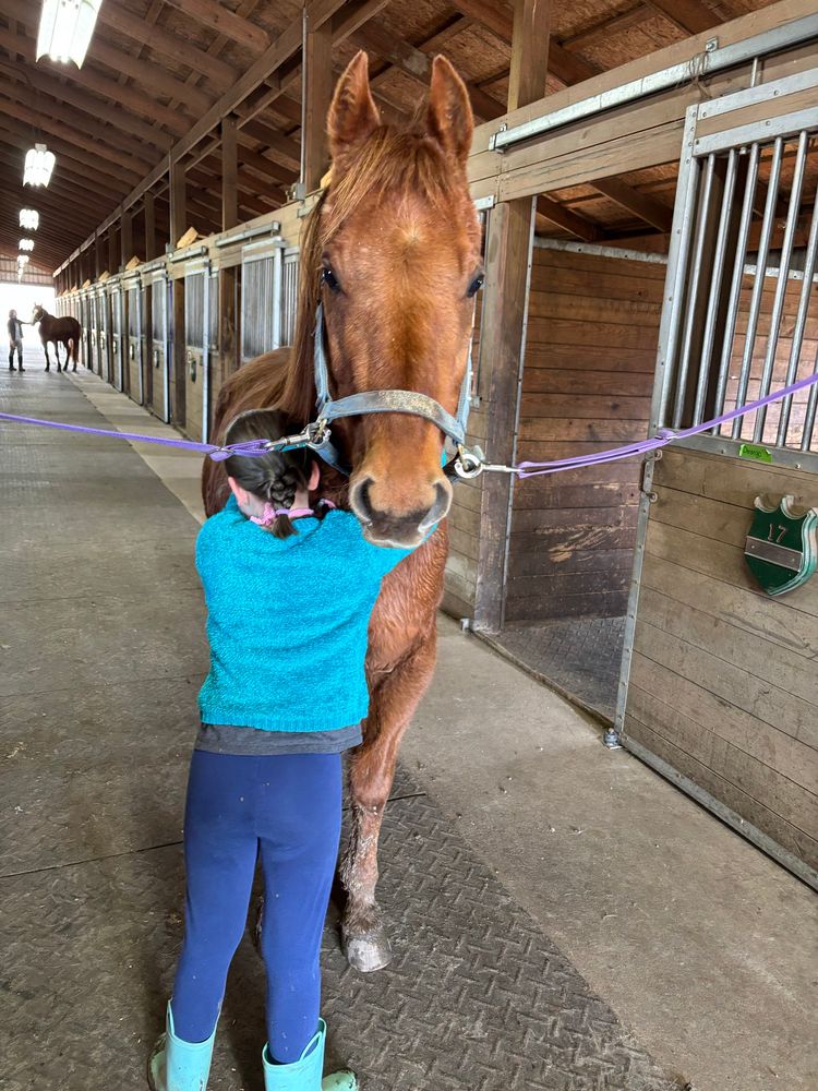 Hugging her favorite