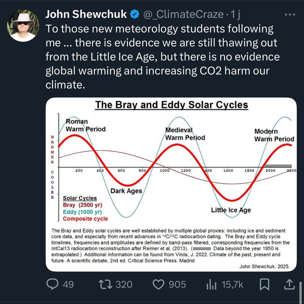 « To those new meteorology students following me ... there is evidence we are still thawing out from the Little Ice Age, but there is no evidence global warming and increasing CO2 harm our climate. »