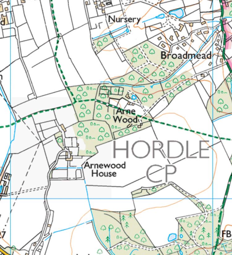 OS map show Hampshire place-names relating to old and now lost Arnewood.