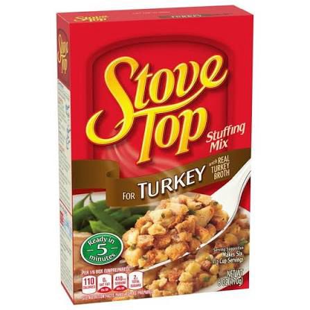 Box of turkey flavor Stovetop stuffing mix. 