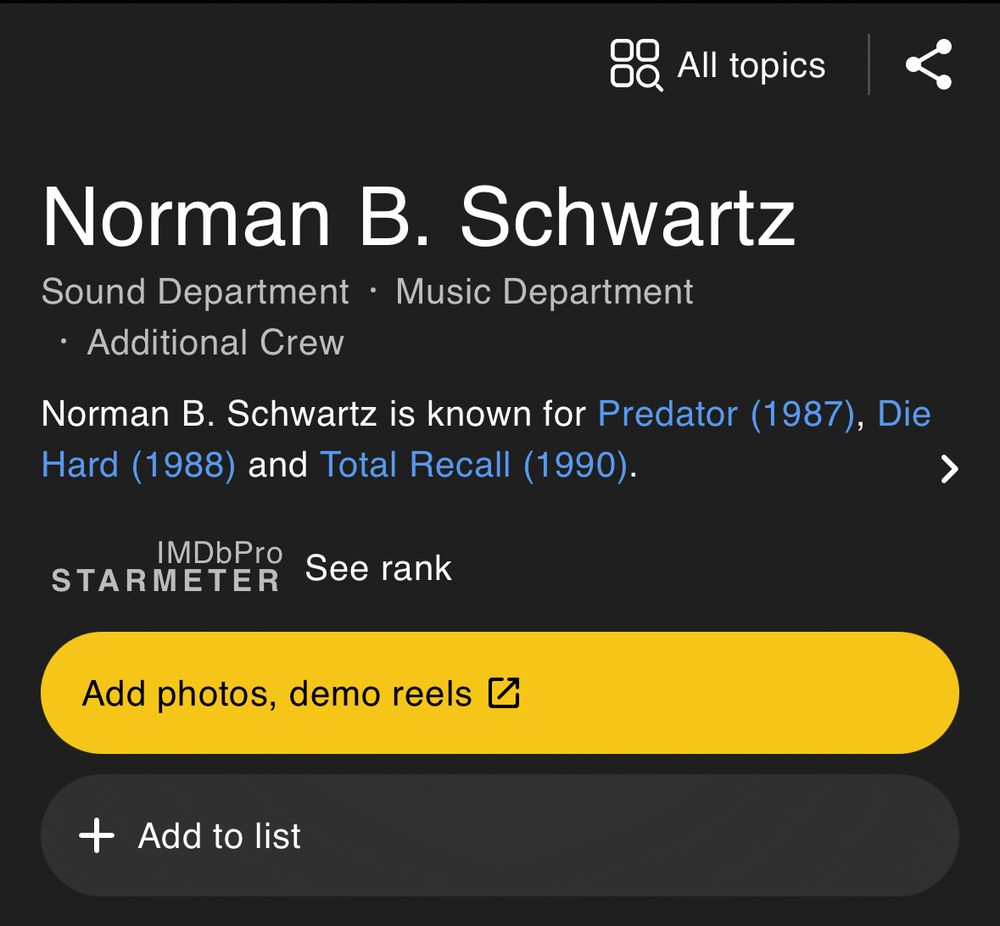 IMDb page for Norman B. Schwartz.