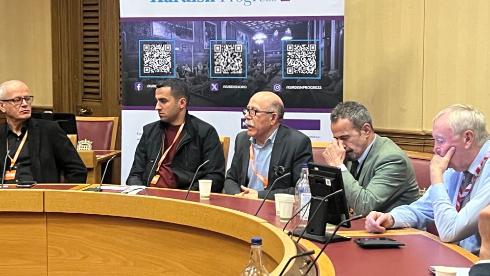 Committee room in Parliament for a Kurdish Progress meeting with PJAK assembly member Siamand Moeini.