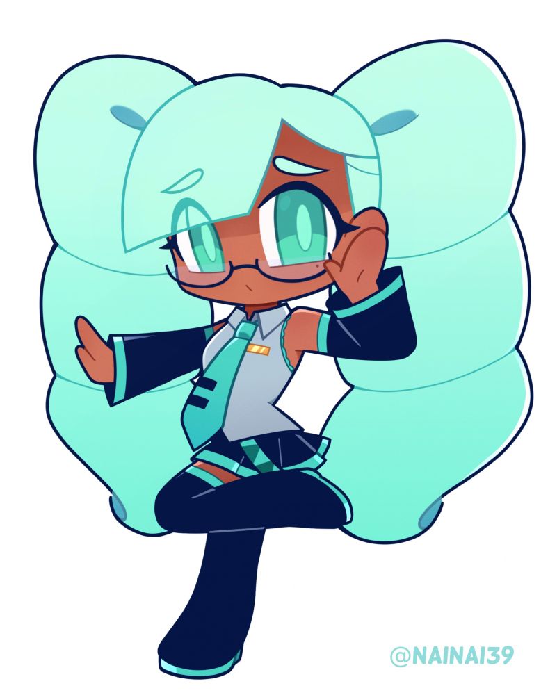 A chibi version of my oc, Skye dressed as Hatsune Miku.