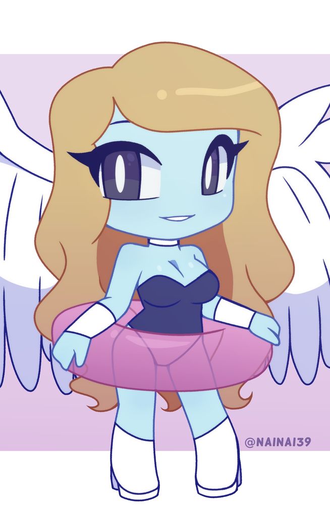 A sample drawing of @/bwizzyart.bsky.social's character for the Summer Chibi YCH Commission.