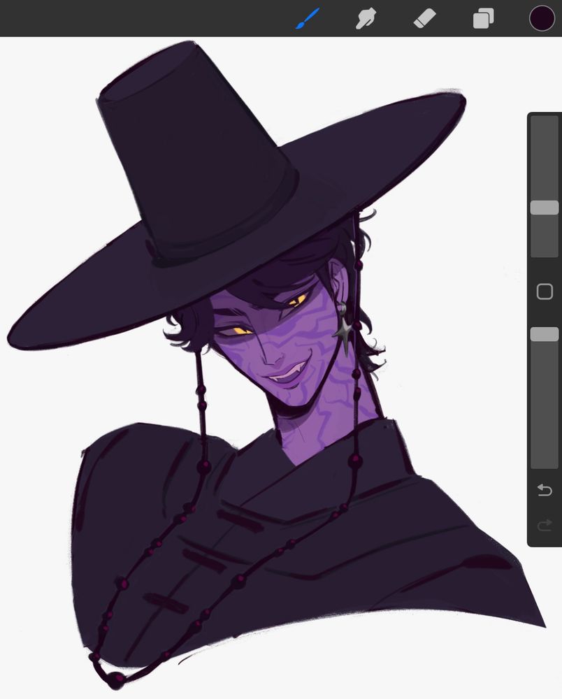 Digital bust drawing of Jinu from the movie Kpop Demon Hunters.