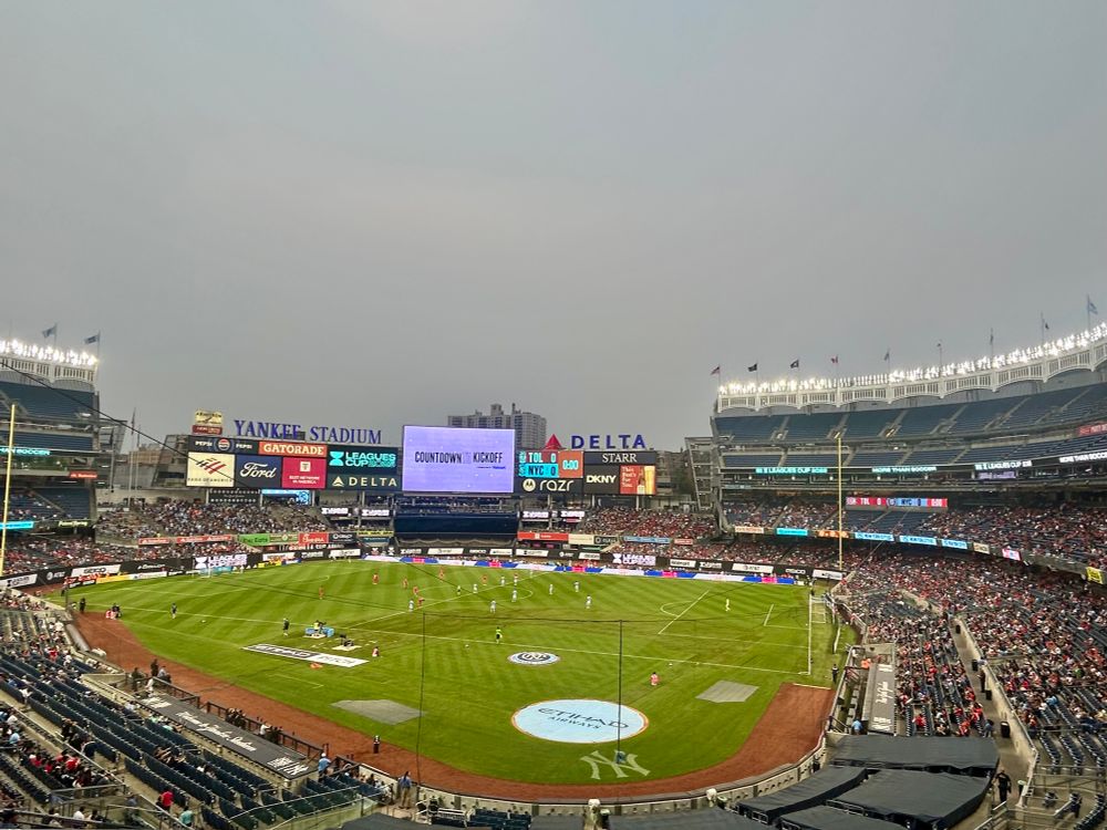 Photo of Yankee soccer Stadium right before kickoff between NYCFC and Deportivo Toluca FC