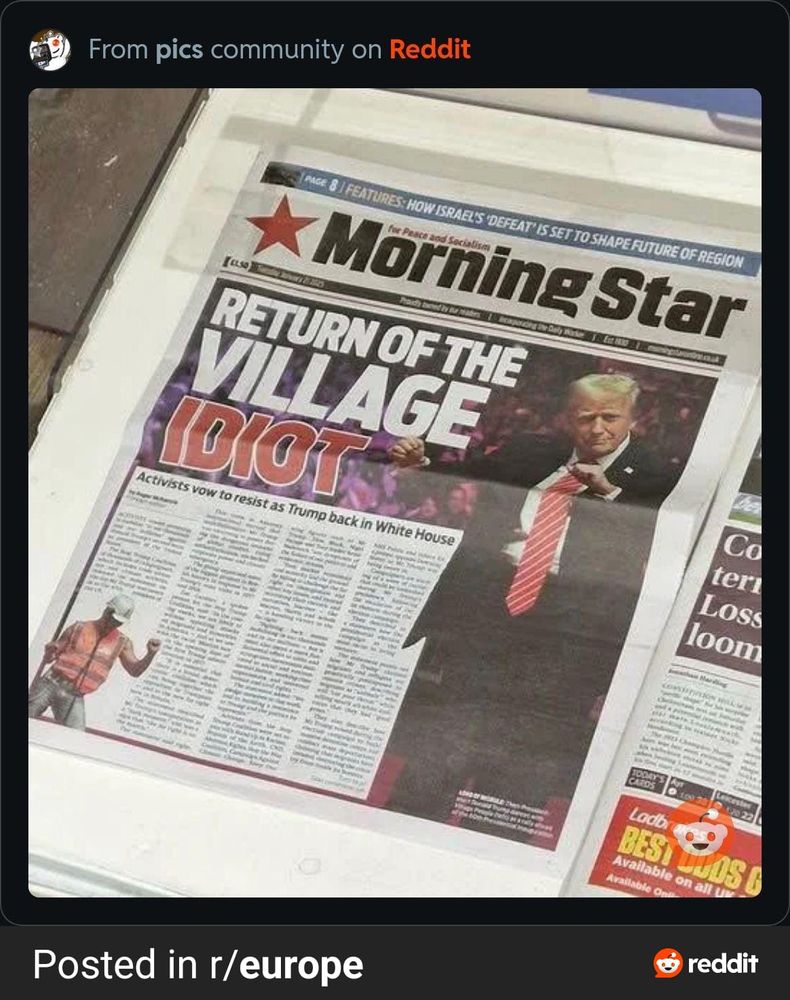 Morning Star labels Trump Return of the Village Idiot