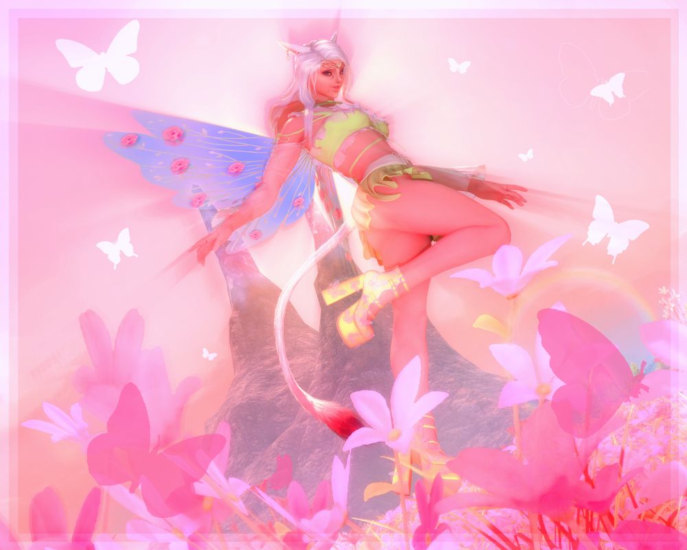 vitt dressed as a fairy and frolicking through a field of flowers