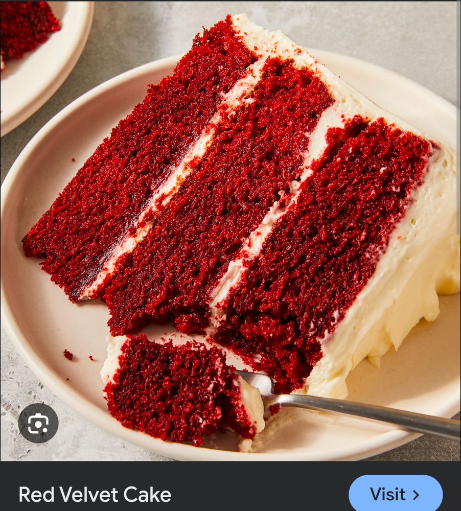 A picture of a red velvet cake. 
