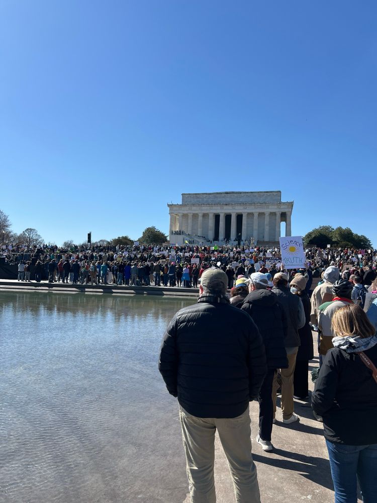 Crowd at Lincoln memorial 