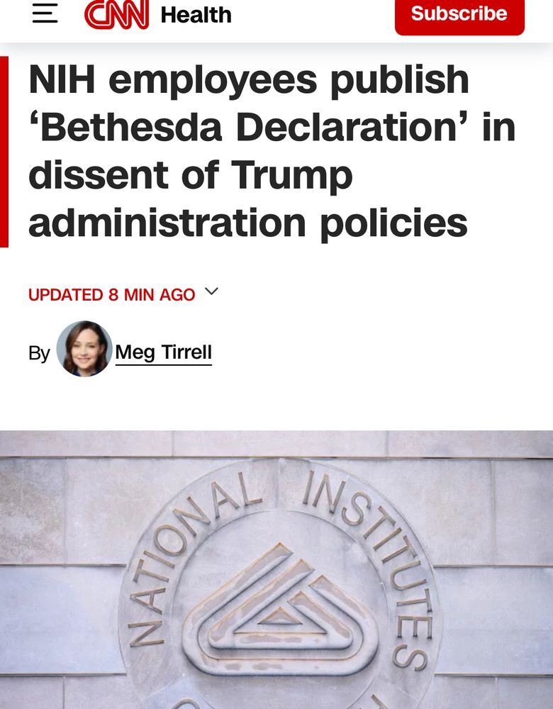CN
Health
Subscribe
NIH employees publish
'Bethesda Declaration' in dissent of Trump
administration policies
UPDATED 8 MIN AGO V
By
Meg Tirrell
NATONA,
NSTITUTES