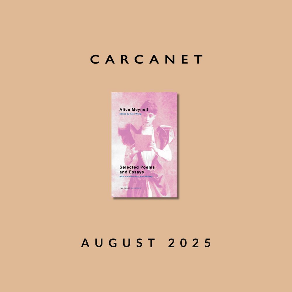 1 book on a light orange background with the Carcanet logo above. Text reads: August 2025.
