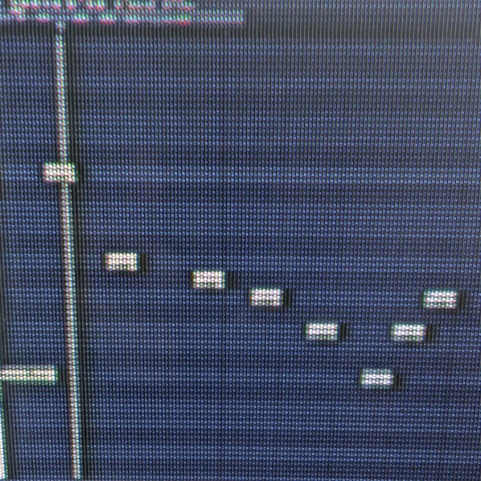 A nostalgic look at the 1997 PC mega hit, FL Studio on my nostalgic CRT television.

(A closeup of the FL Studio piano roll, with the notes arranged to the opening of Megalovania)