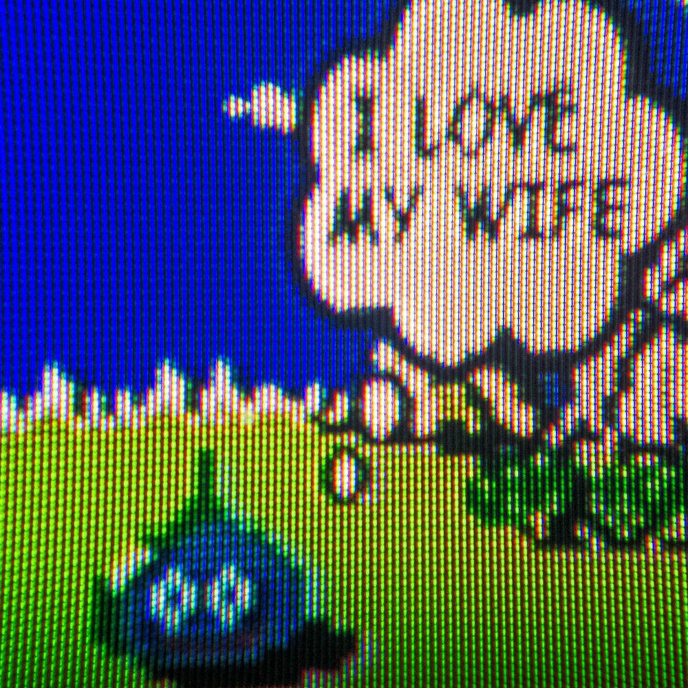 A nostalgic look at the 1989 NES mega hit, Dragon Warrior on my nostalgic CRT television.

(A blue slime with a thought bubble that reads: "I LOVE MY WIFE")