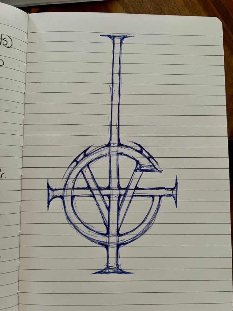 Sketch of a Grucifix from the band Ghost. There is a V in the middle to signify Papa V. Hopefully I’ll get the tattoo next year.