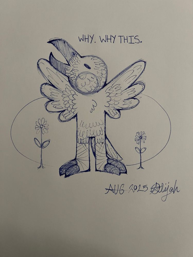 A crow opens his wings and beak towards the sky. He asks why. Why this. There are flowers next to him.