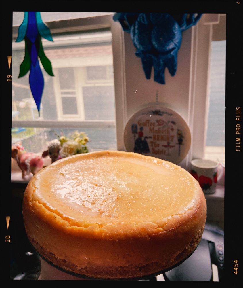 A homemade cheesecake I made myself, It is perfect