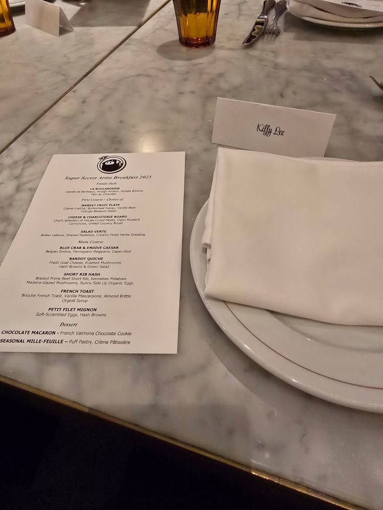 Secret breakfast menu with my custom placecard