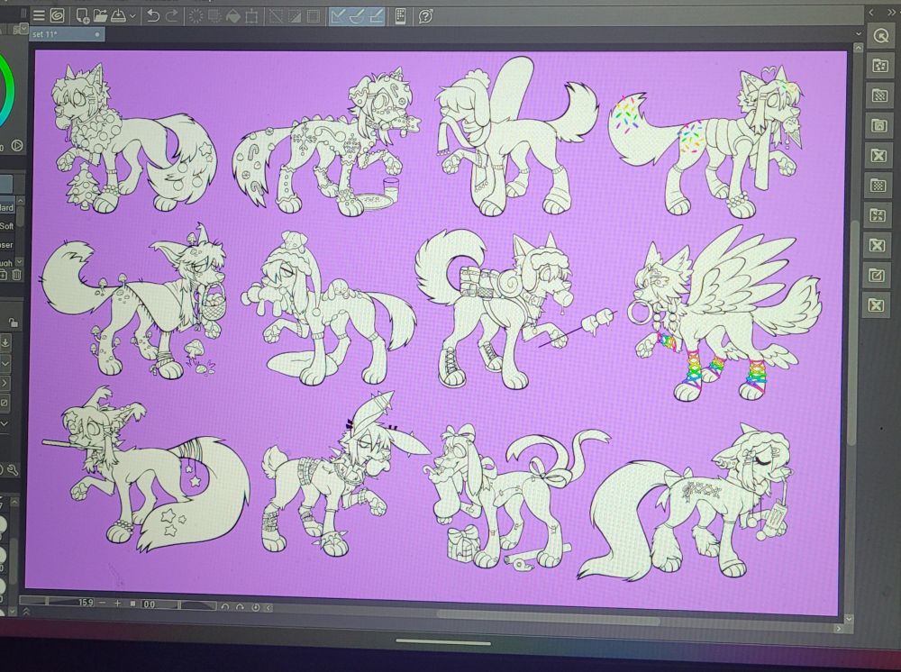 a set of Winter themed quadrupedal furry character adoptables