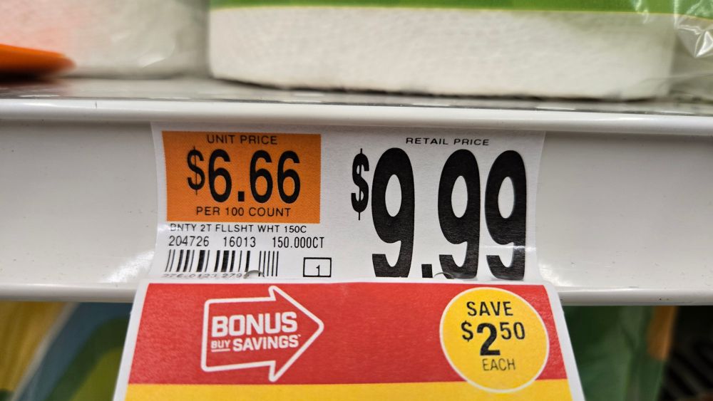 A store sign lable reading:
$6.66 
$9.99