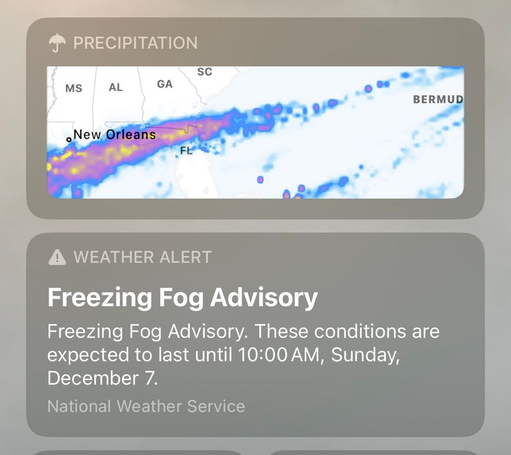 Freezing fog advisory on my weather app 