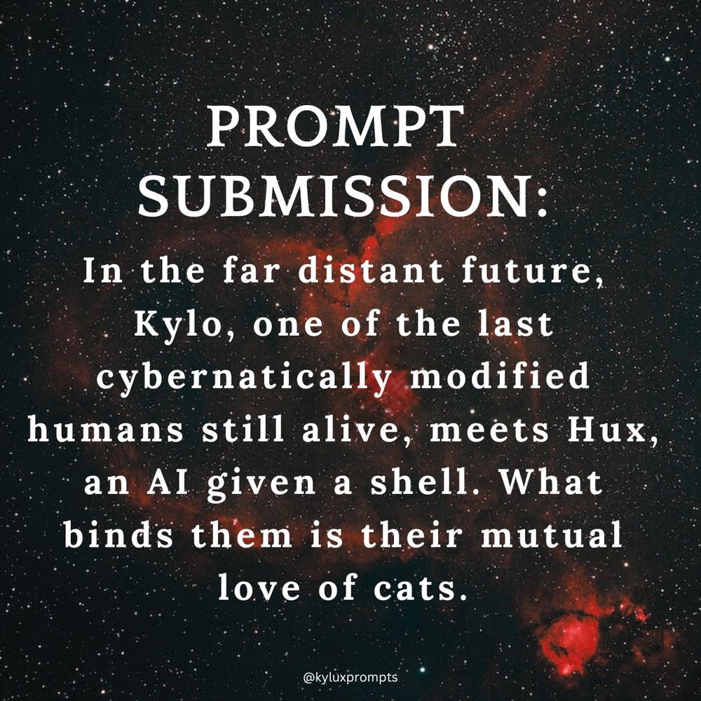 In the far distant future, Kylo, one of the last cybernatically modified humans still alive, meets Hux, an AI given a shell. What binds them is their mutual love of cats.