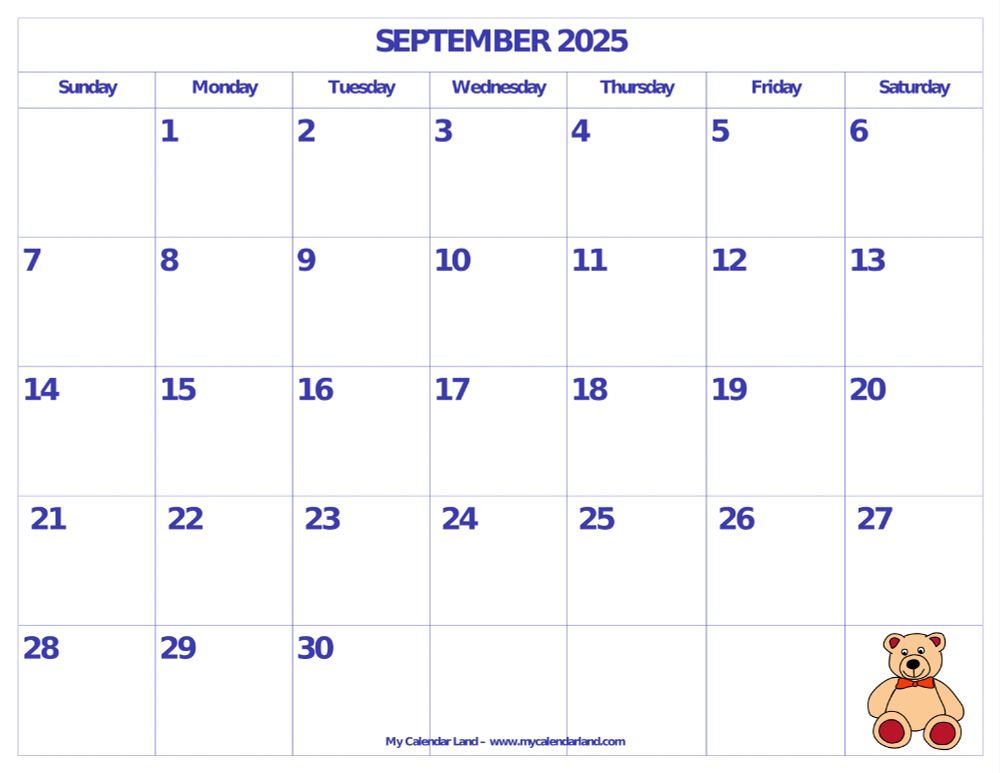 cute calendar september