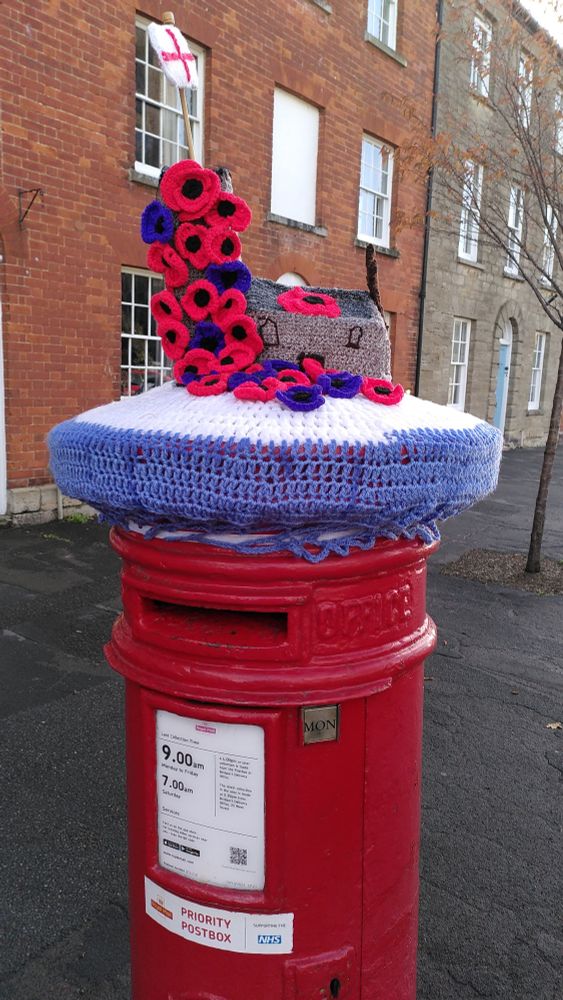 Post box and knitted memorials